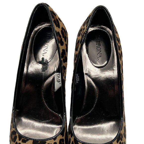 Merona Womens 9 Leather Fur Calf Hair Leopard Pumps Animal Print High Heel Shoes - Picture 9 of 13